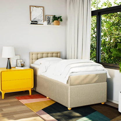 Boxspring met matras stof crèmekleurig 90x190 cm