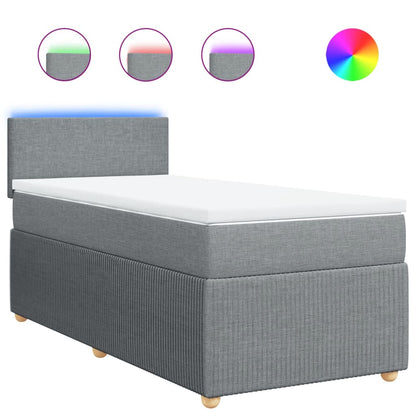 Boxspring met matras stof lichtgrijs 90x200 cm