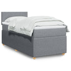 Box spring with mattress fabric light gray 90x200 cm
