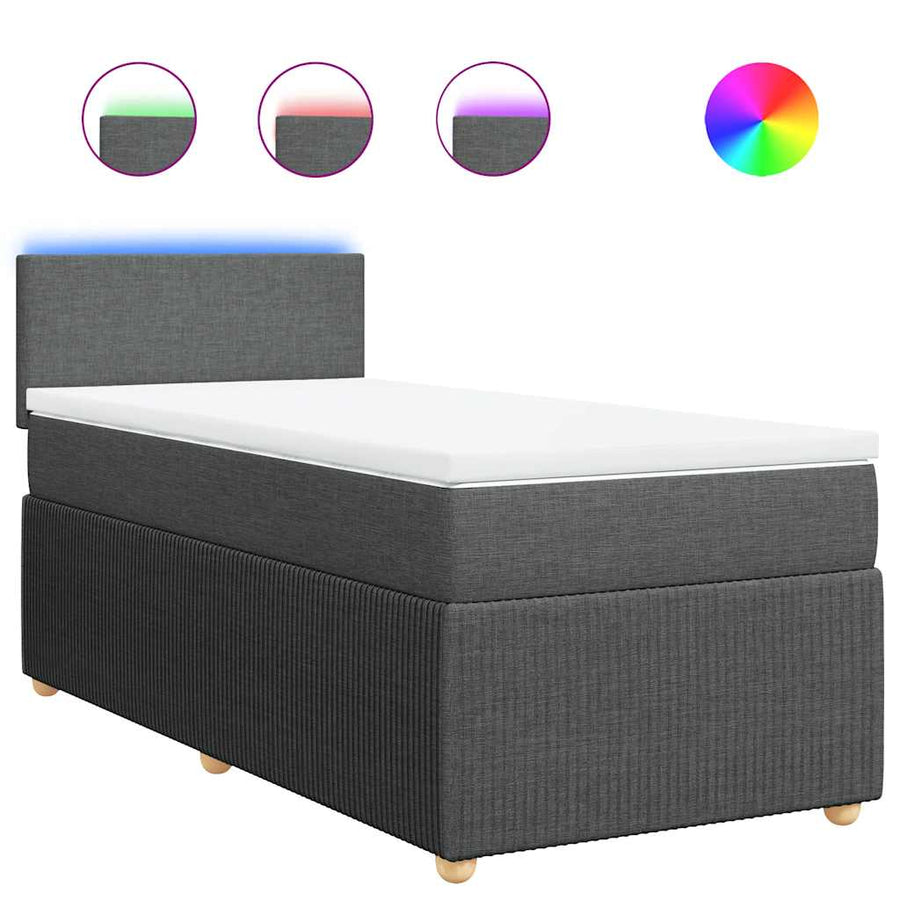 Boxspring met matras stof donkergrijs 90x200 cm