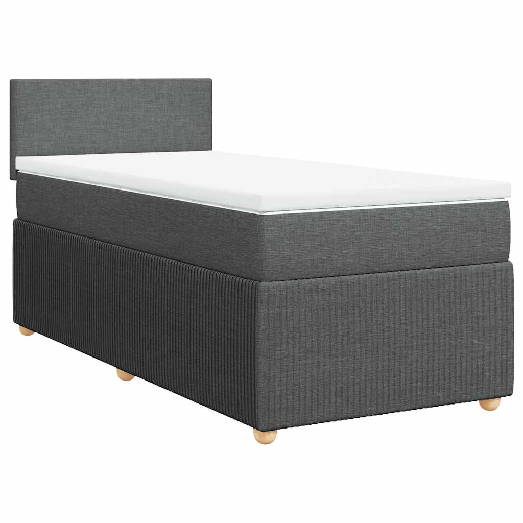 Boxspring met matras stof donkergrijs 90x200 cm