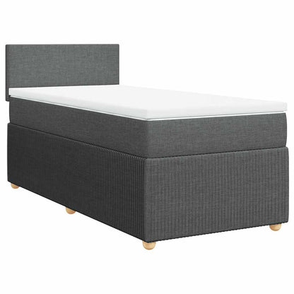 Boxspring met matras stof donkergrijs 90x200 cm