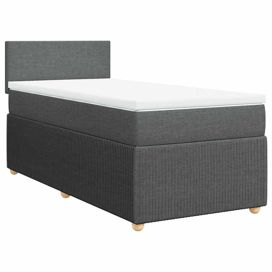 Boxspring met matras stof donkergrijs 90x200 cm
