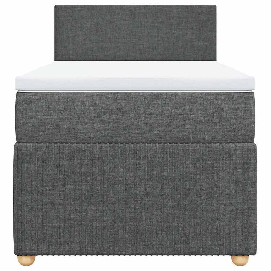 Boxspring met matras stof donkergrijs 90x200 cm