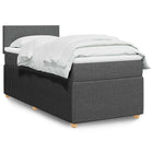 Boxspring 90x200 cm donkergrijs met pocketveringmatras