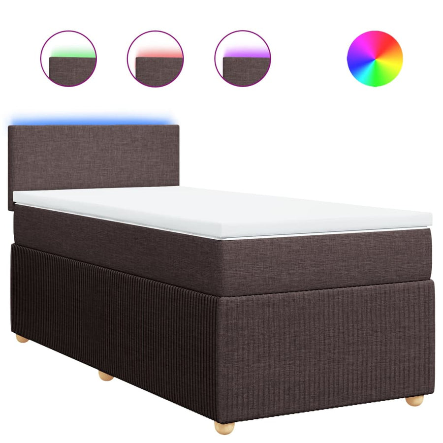 Boxspring met matras stof donkerbruin 90x200 cm