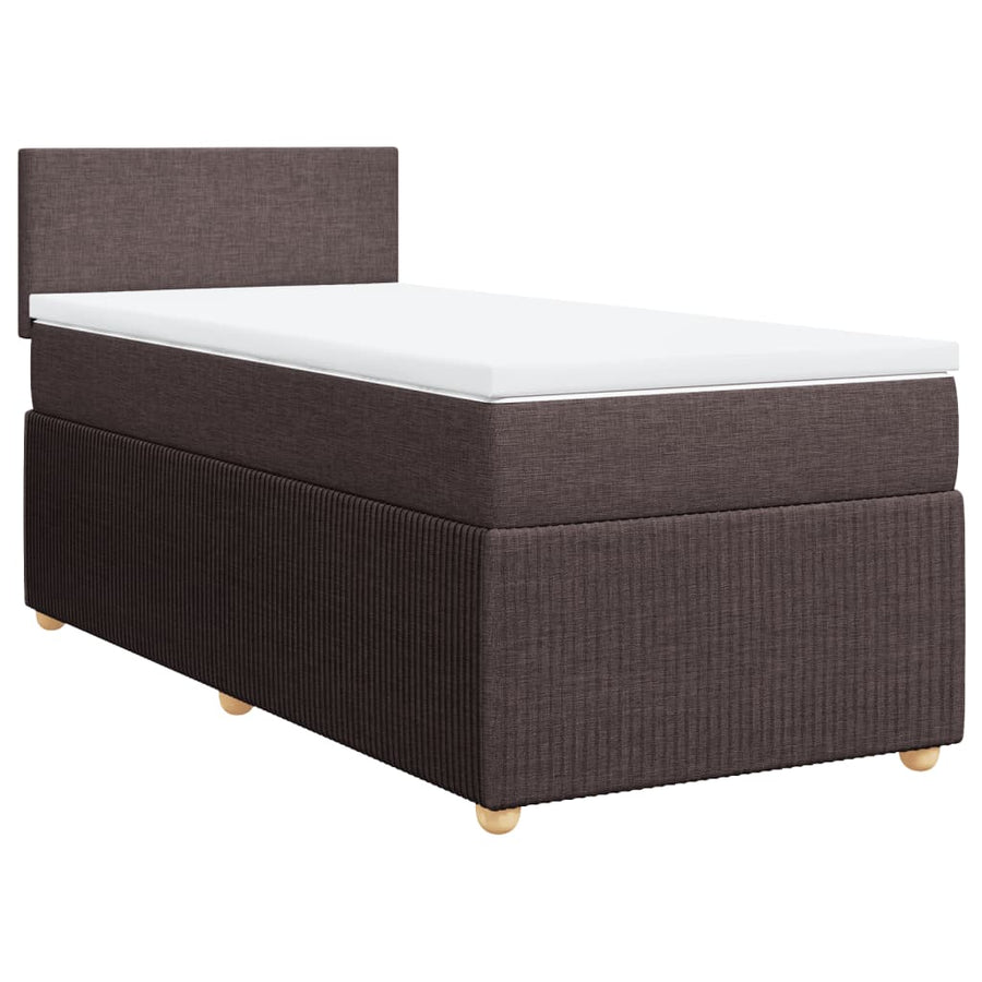 Boxspring met matras stof donkerbruin 90x200 cm