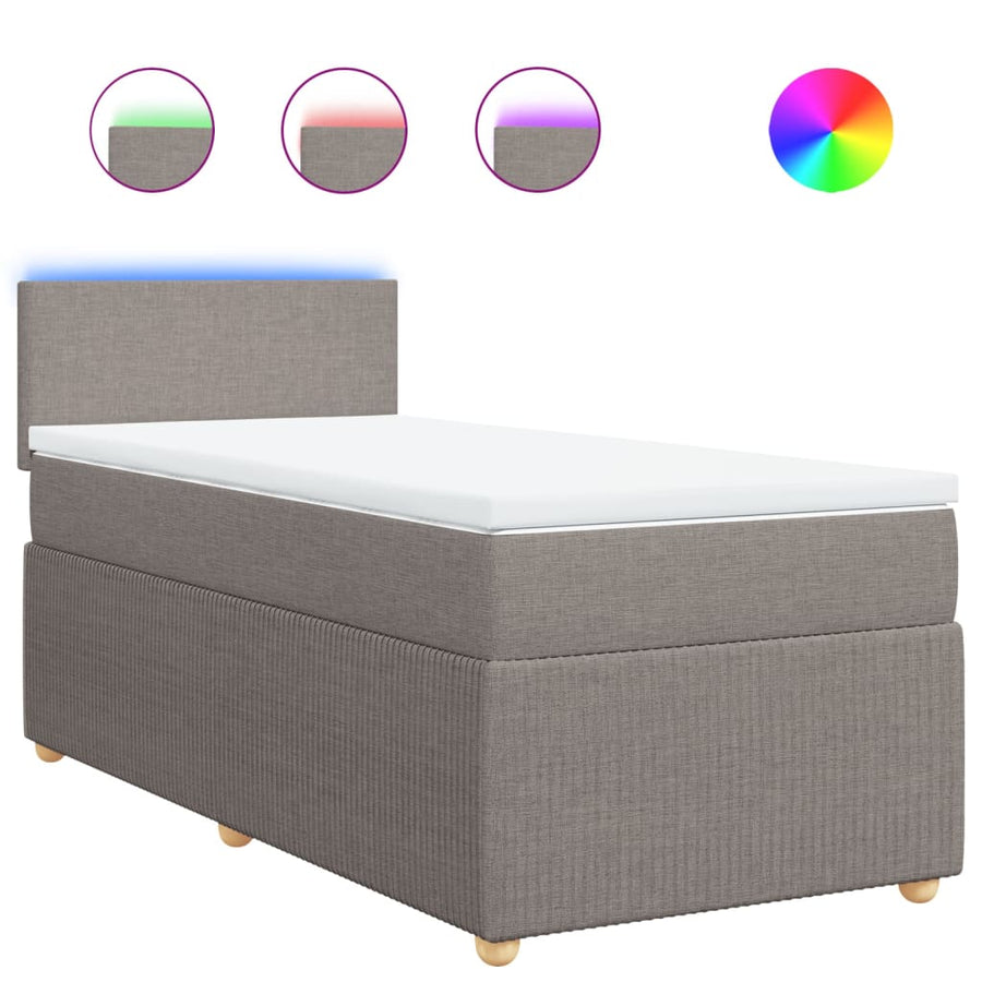 Boxspring met matras stof taupe 90x200 cm