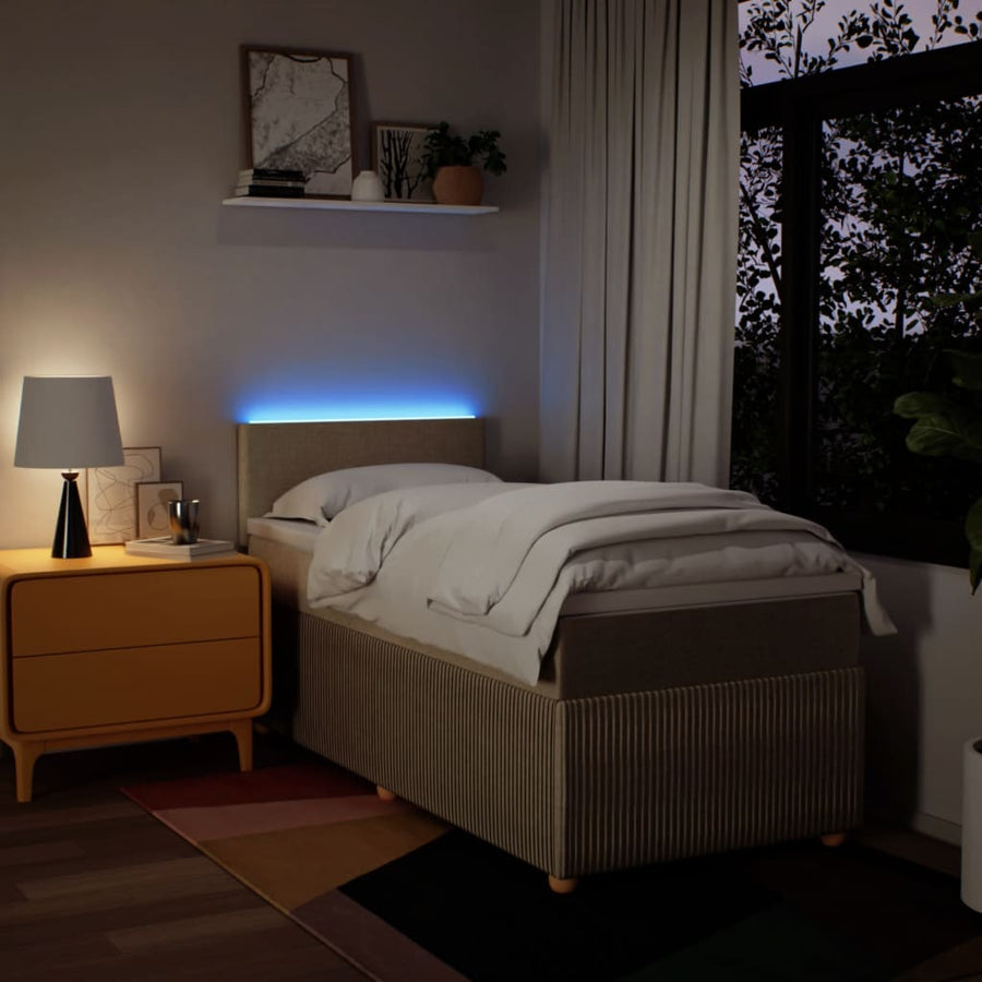 Boxspring met matras stof crèmekleurig 90x200 cm