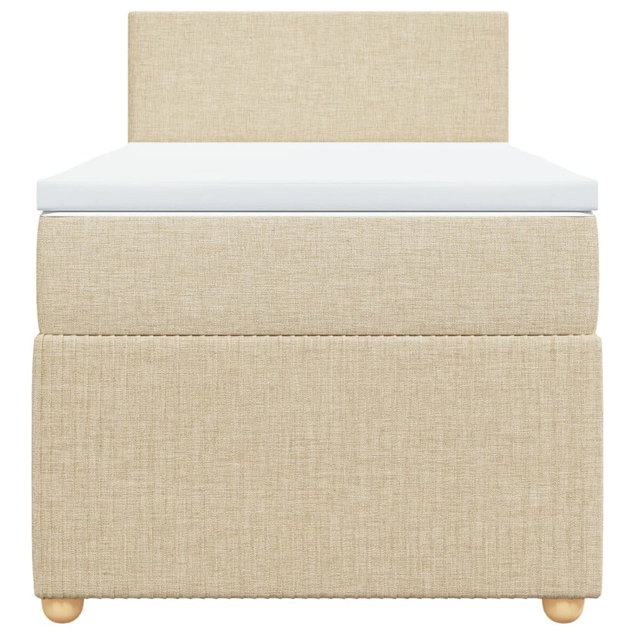 Boxspring met matras stof crèmekleurig 90x200 cm