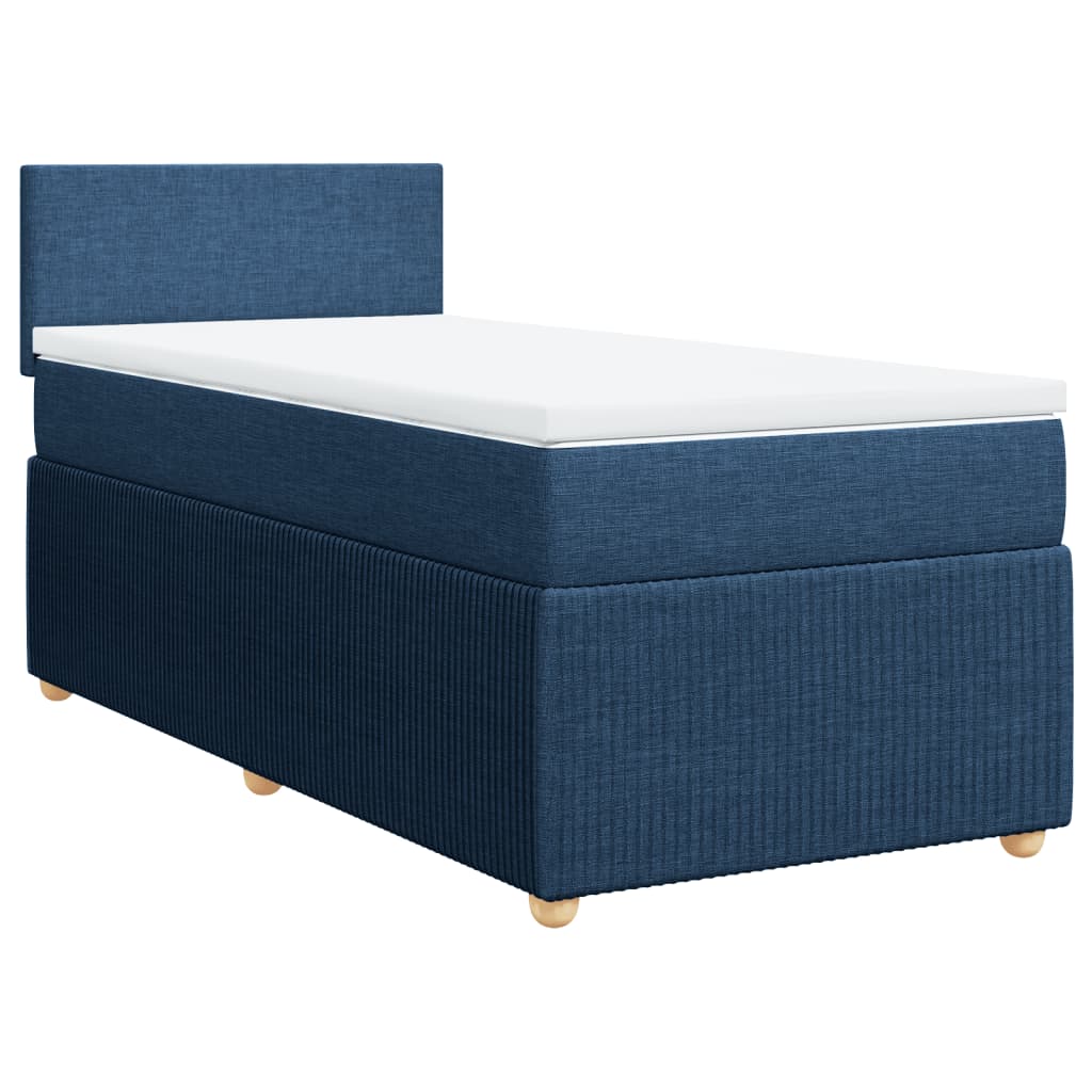Boxspring met matras stof blauw 90x200 cm
