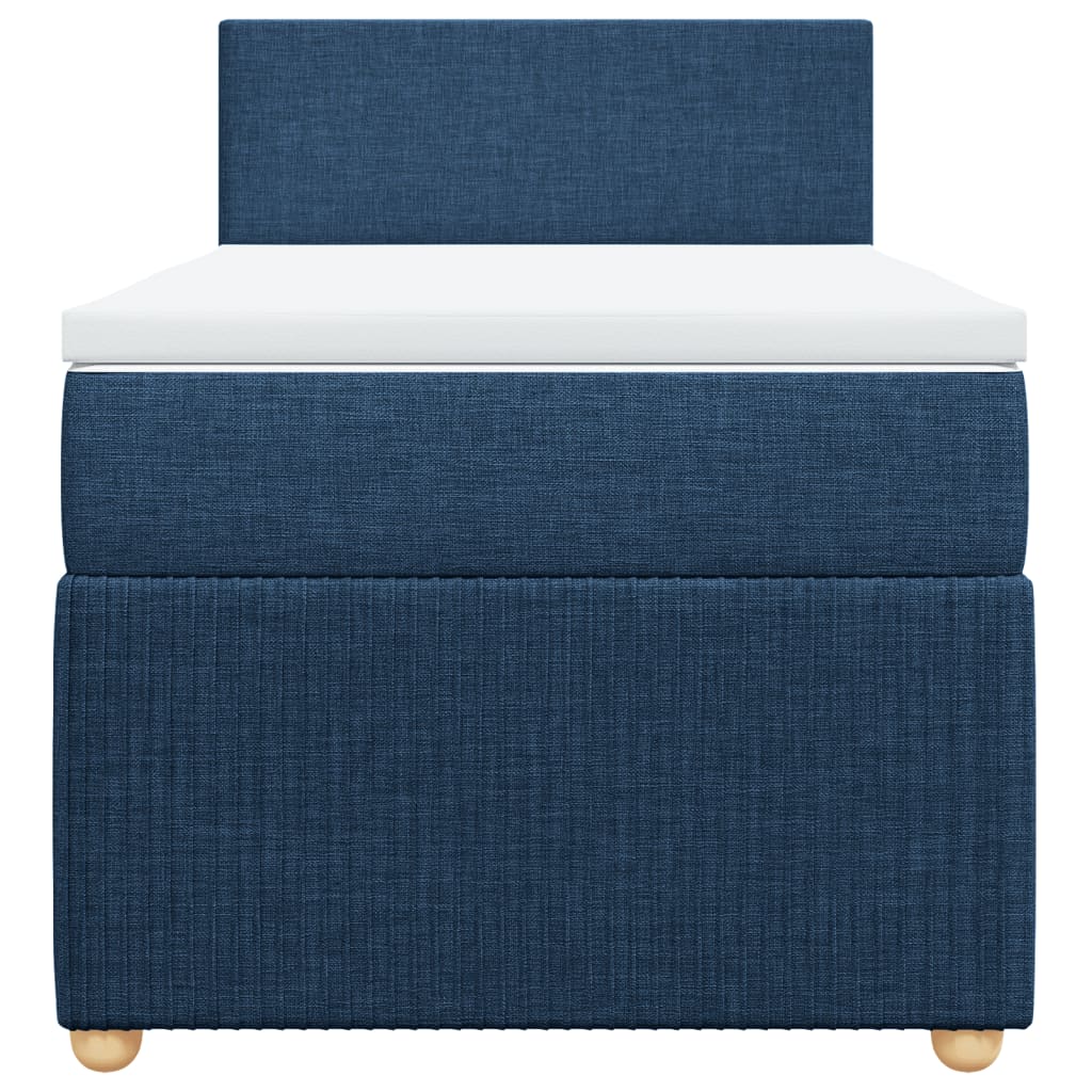 Boxspring met matras stof blauw 90x200 cm