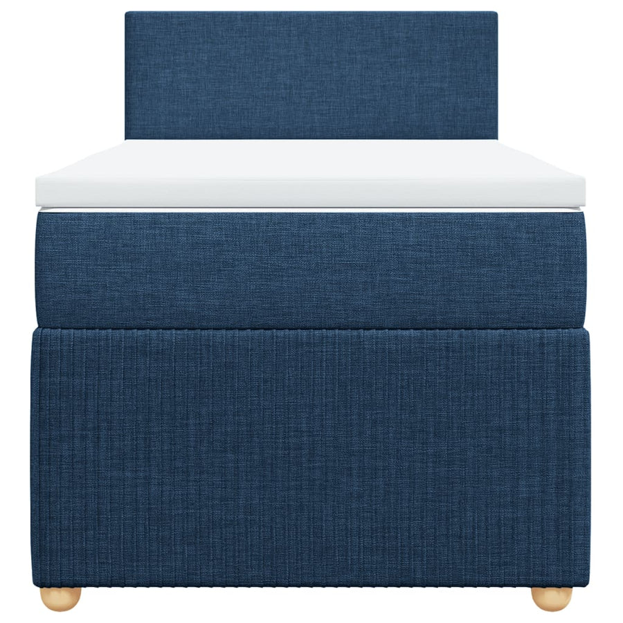 Boxspring met matras stof blauw 90x200 cm
