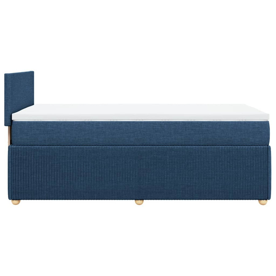 Boxspring met matras stof blauw 90x200 cm