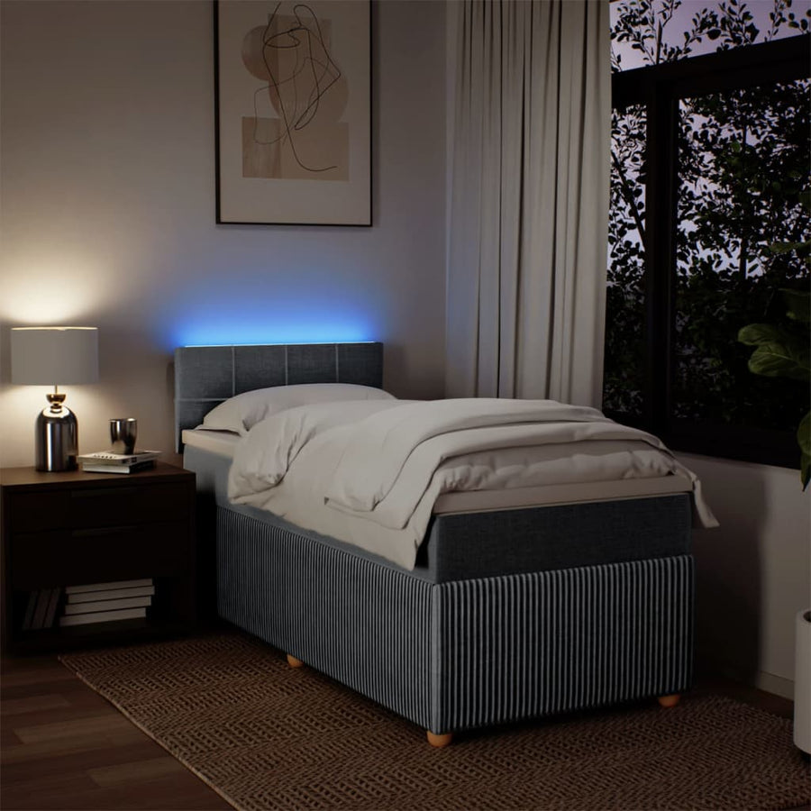 Boxspring met matras stof lichtgrijs 90x200 cm