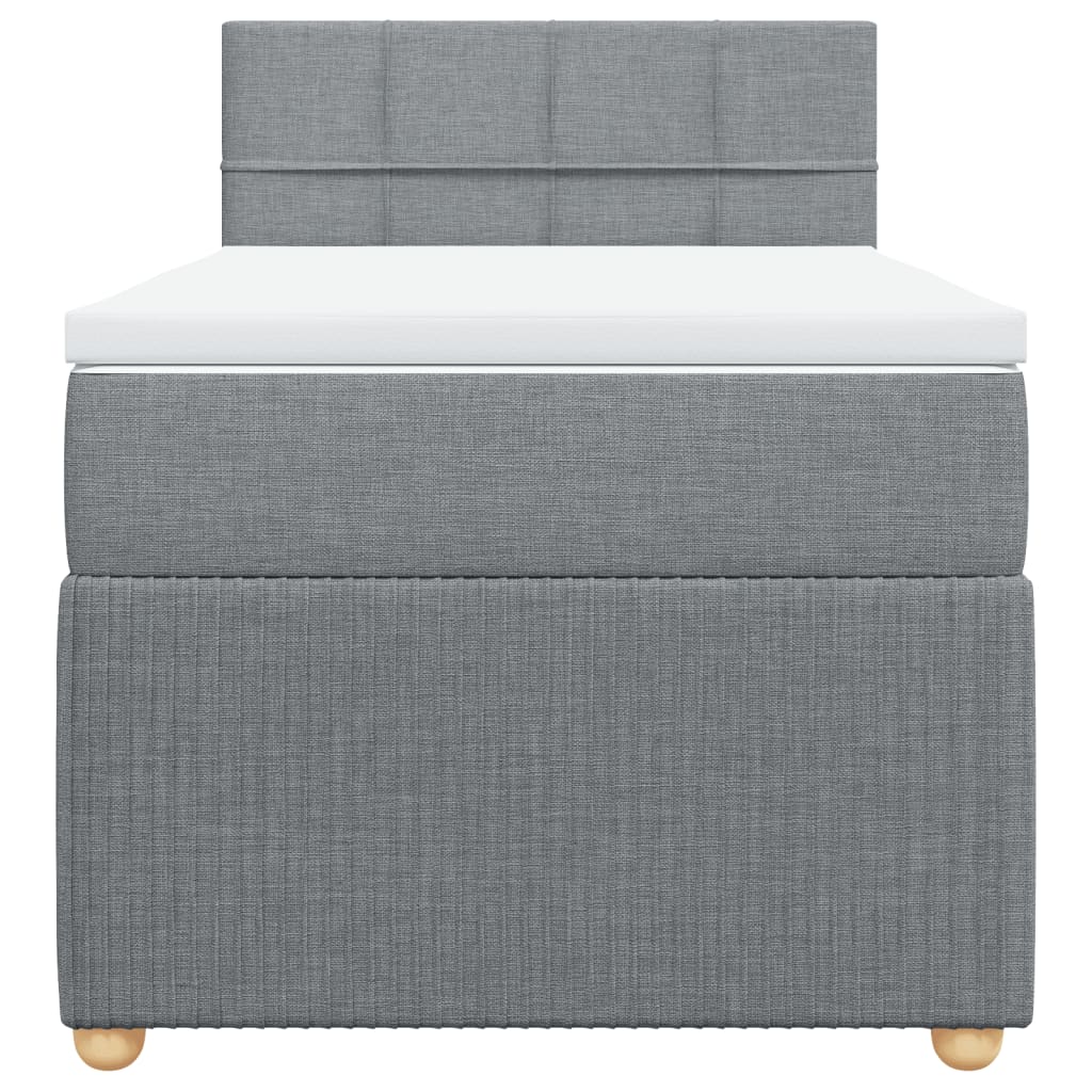 Boxspring met matras stof lichtgrijs 90x200 cm