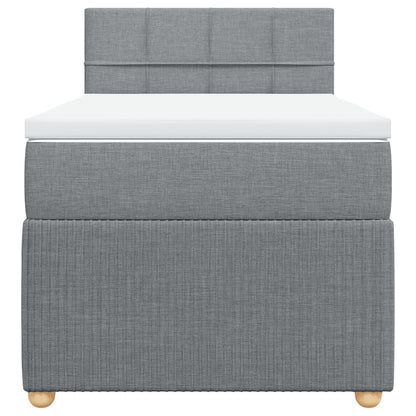 Boxspring met matras stof lichtgrijs 90x200 cm