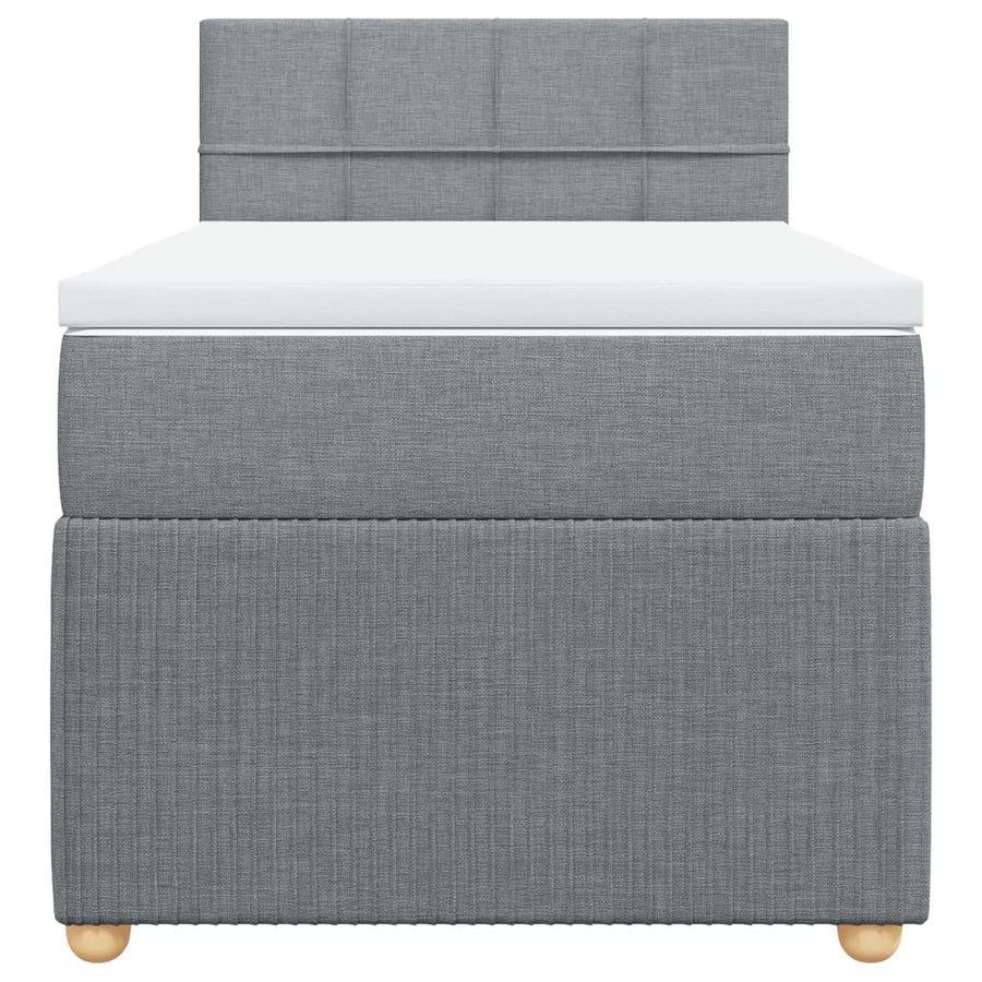 Boxspring met matras stof lichtgrijs 90x200 cm