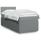 Box spring with mattress fabric light gray 90x200 cm