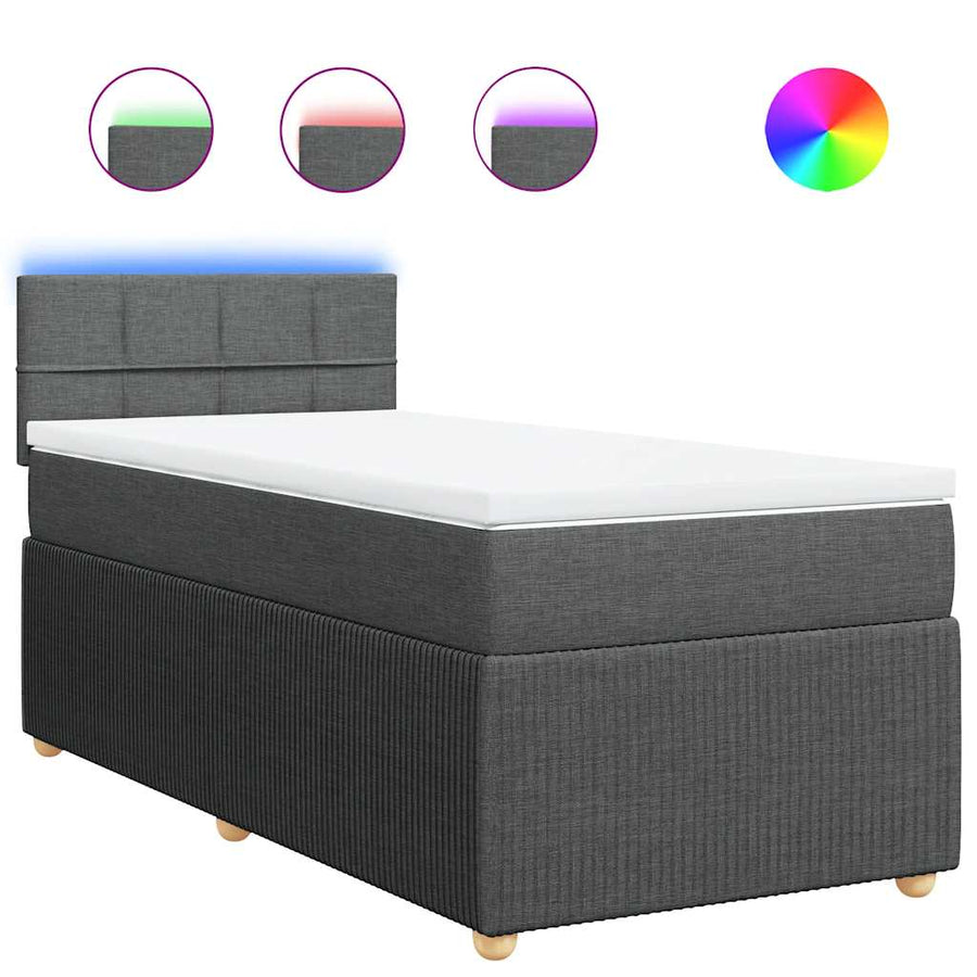Boxspring met matras stof donkergrijs 90x200 cm