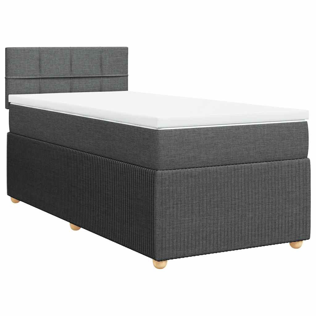 Boxspring met matras stof donkergrijs 90x200 cm