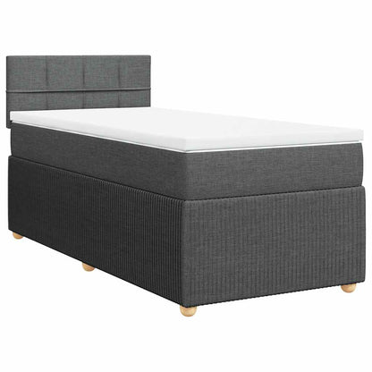 Boxspring met matras stof donkergrijs 90x200 cm