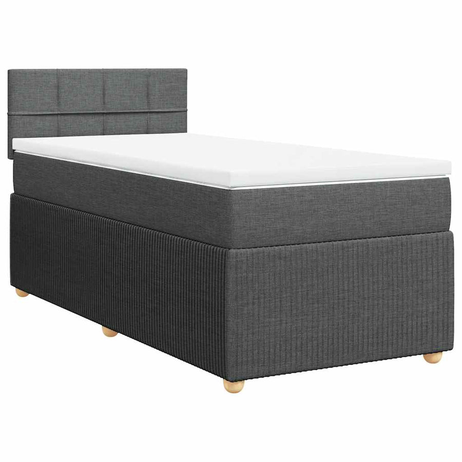 Boxspring met matras stof donkergrijs 90x200 cm
