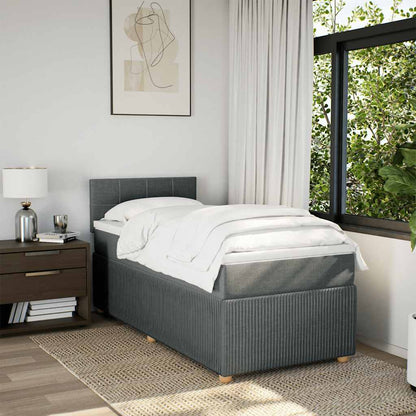 Boxspring met matras stof donkergrijs 90x200 cm