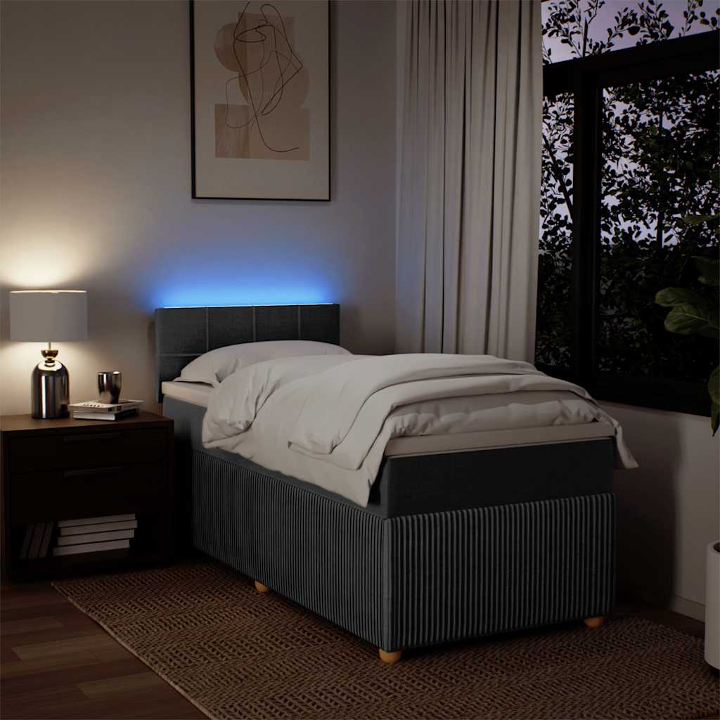 Boxspring met matras stof donkergrijs 90x200 cm