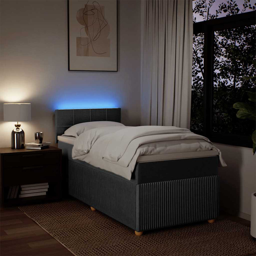 Boxspring met matras stof donkergrijs 90x200 cm