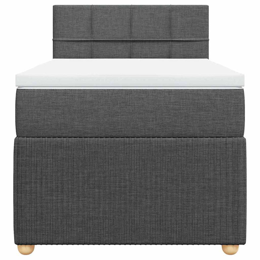Boxspring met matras stof donkergrijs 90x200 cm