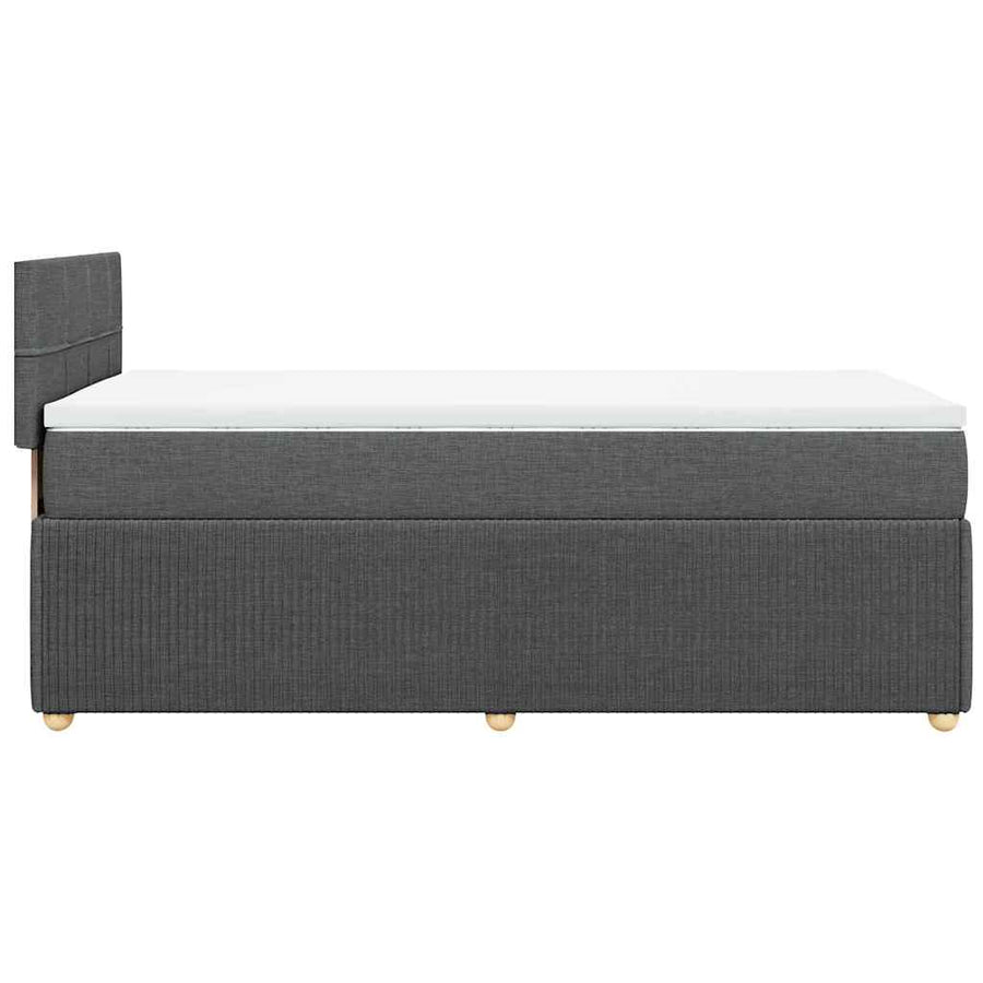Boxspring met matras stof donkergrijs 90x200 cm