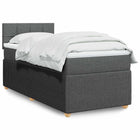 Fabric box spring with mattress dark grey 90x200 cm