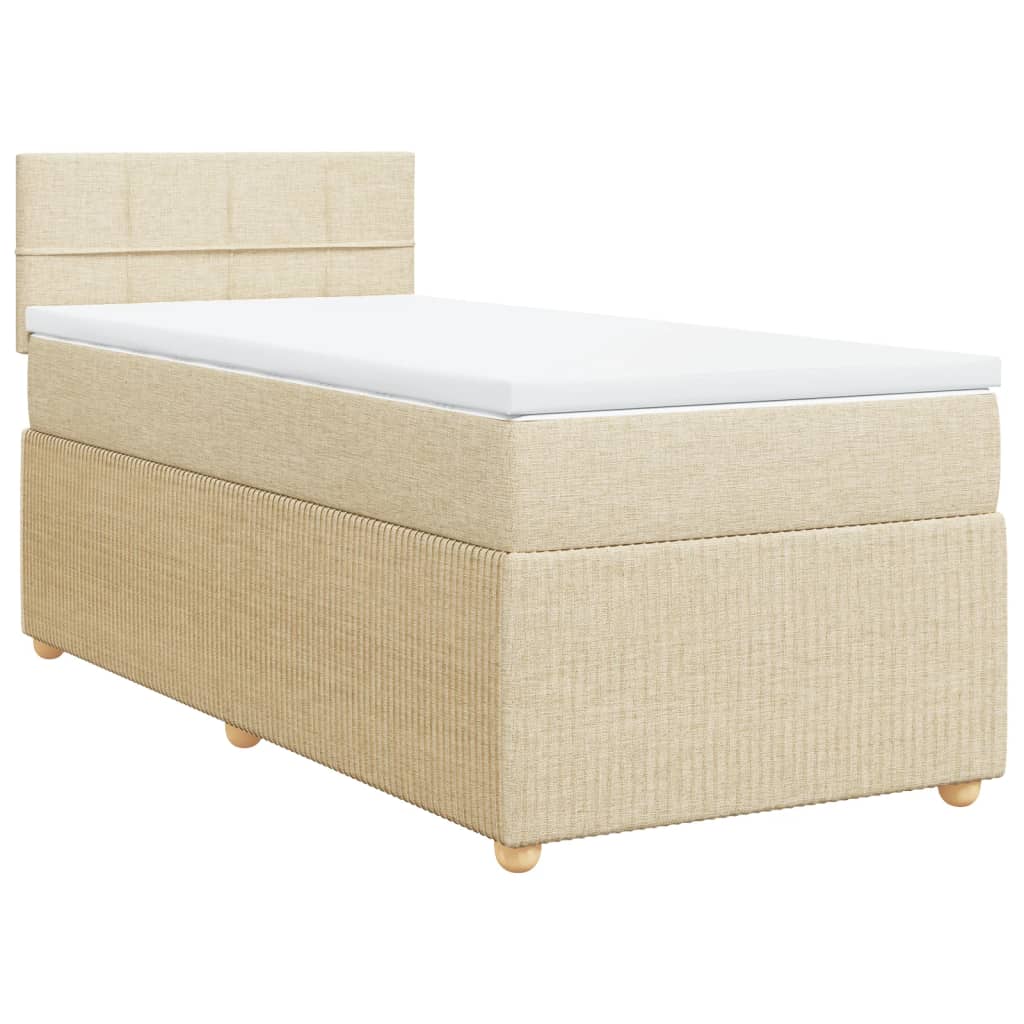 Boxspring met matras stof crèmekleurig 90x200 cm