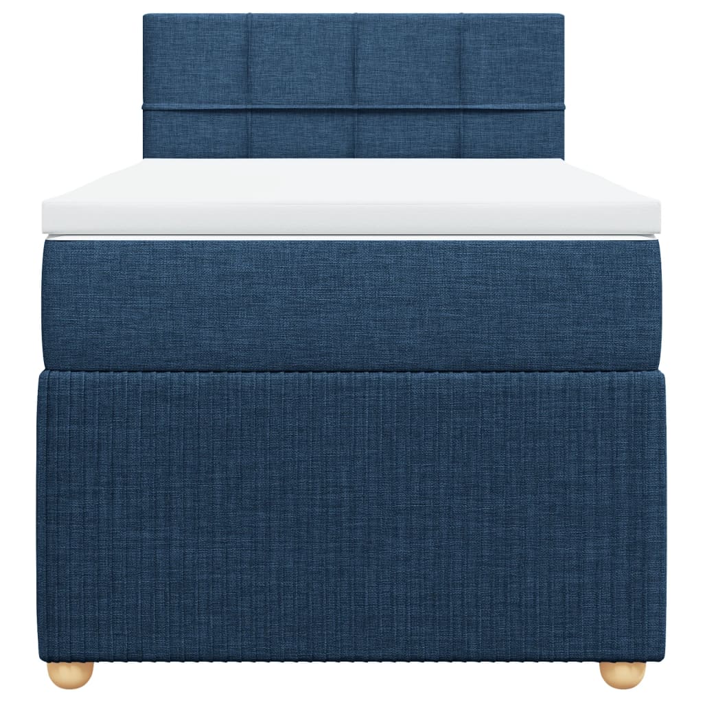 Boxspring met matras stof blauw 90x200 cm