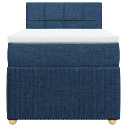 Boxspring met matras stof blauw 90x200 cm