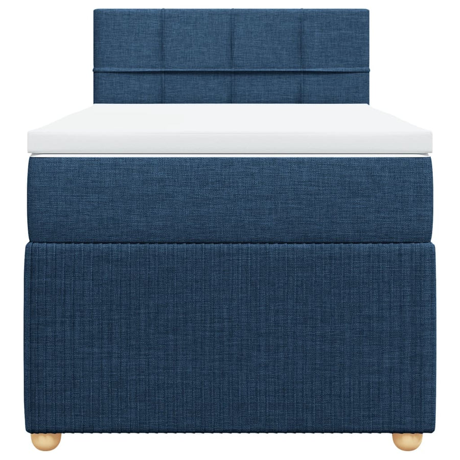 Boxspring met matras stof blauw 90x200 cm