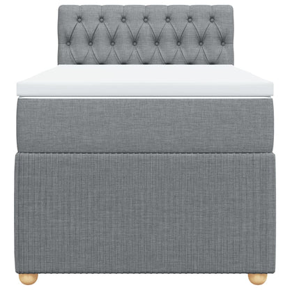 Boxspring met matras stof lichtgrijs 90x200 cm