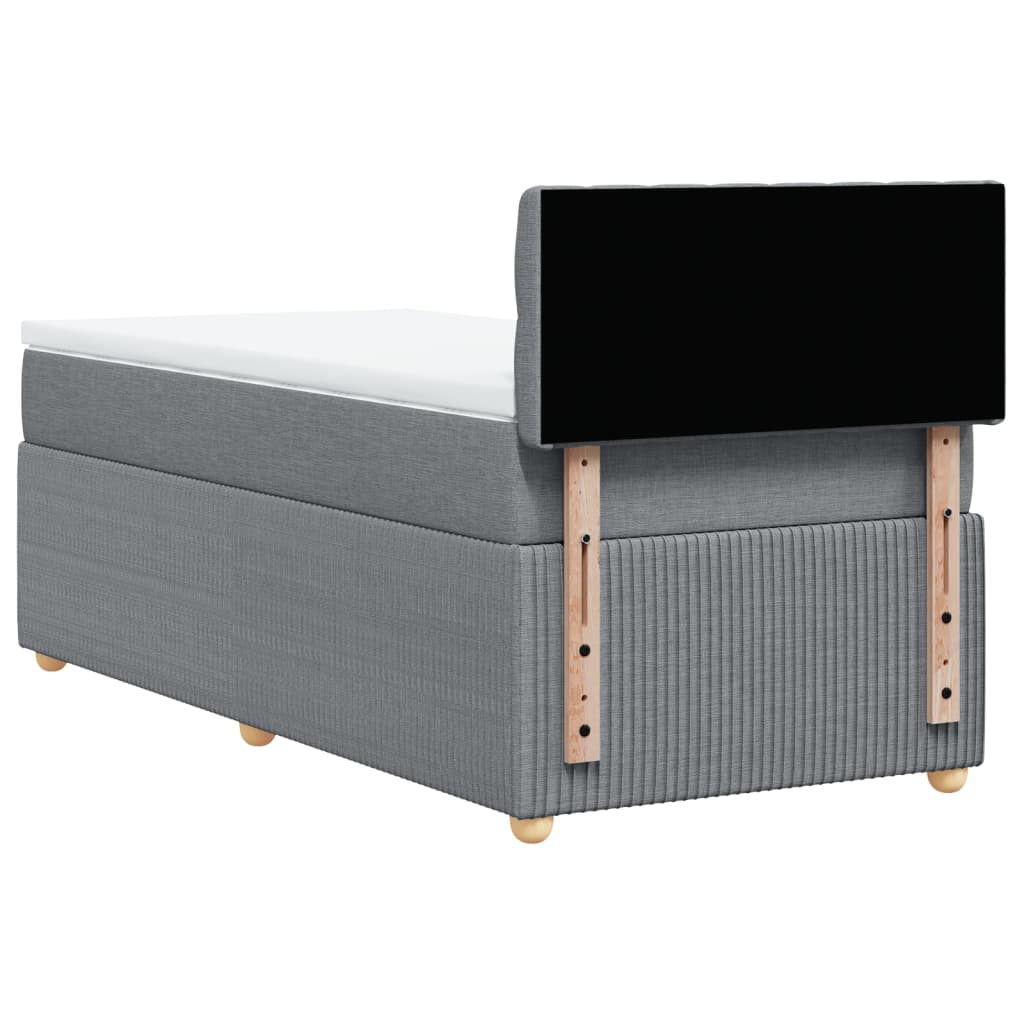 Boxspring met matras stof lichtgrijs 90x200 cm