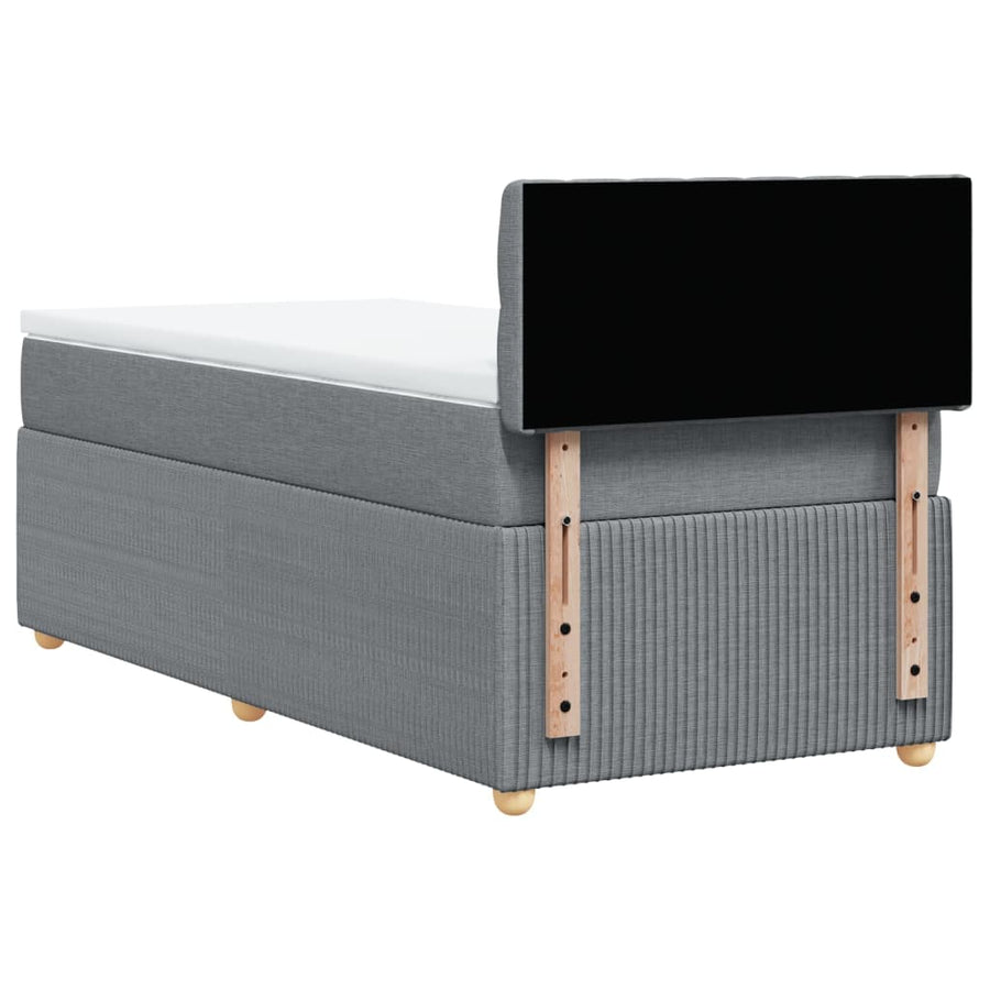 Boxspring met matras stof lichtgrijs 90x200 cm