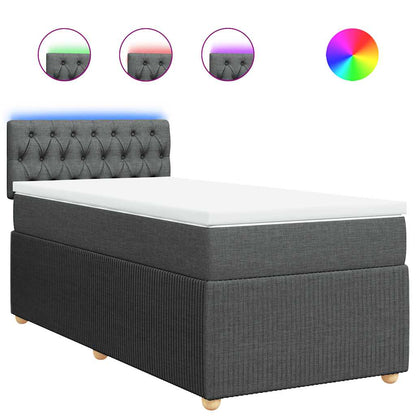 Boxspring met matras stof donkergrijs 90x200 cm