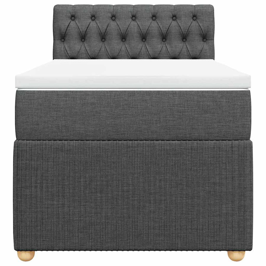 Boxspring met matras stof donkergrijs 90x200 cm