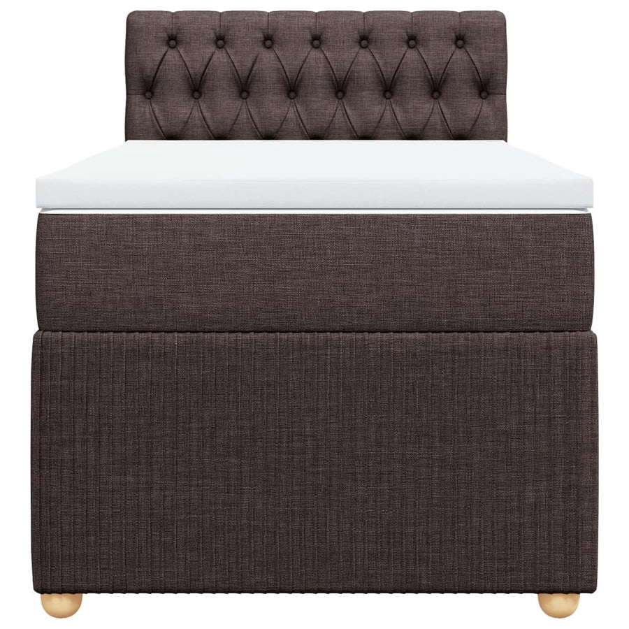 Boxspring met matras stof donkerbruin 90x200 cm