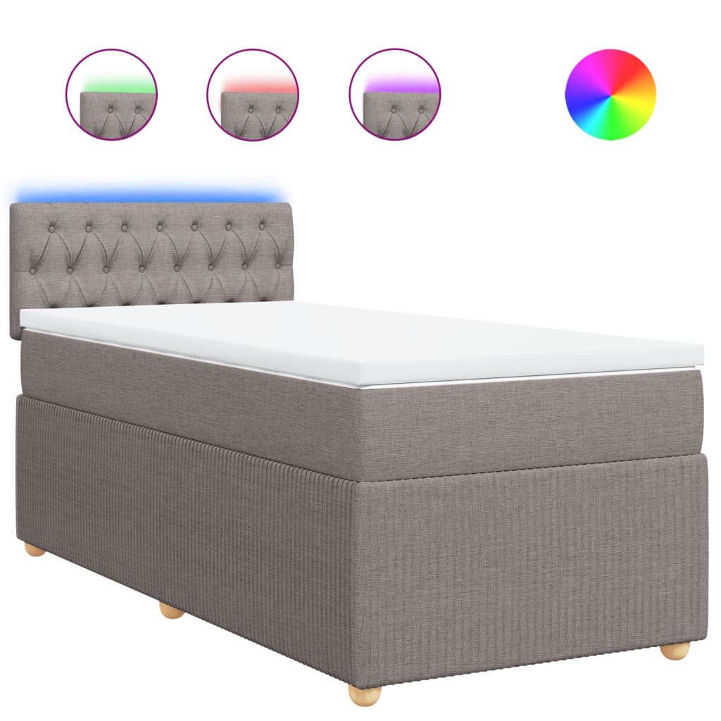Boxspring met matras stof taupe 90x200 cm