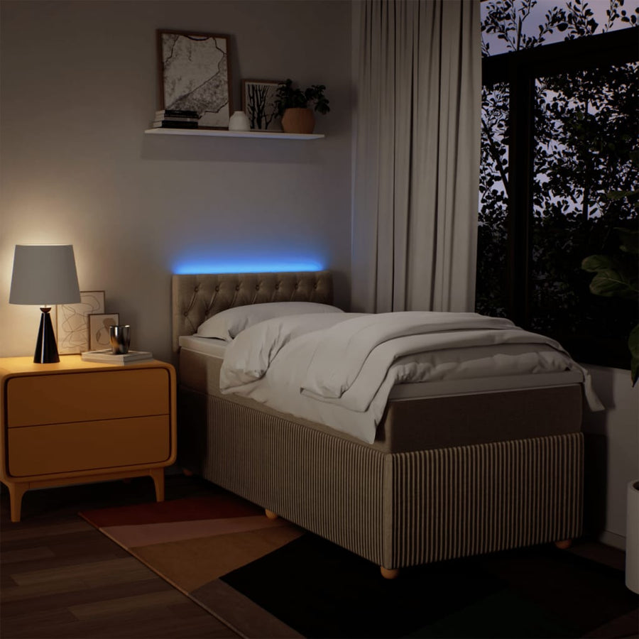 Boxspring met matras stof crèmekleurig 90x200 cm