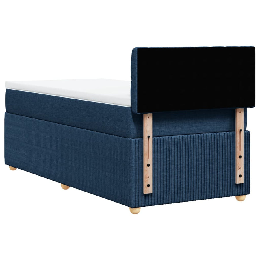 Boxspring met matras stof blauw 90x200 cm