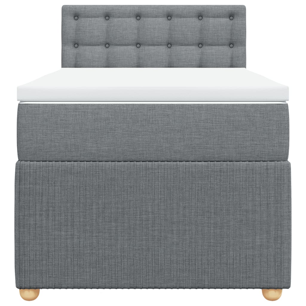 Boxspring met matras stof lichtgrijs 90x200 cm