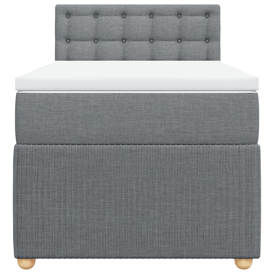 Boxspring met matras stof lichtgrijs 90x200 cm