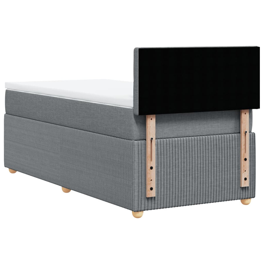Boxspring met matras stof lichtgrijs 90x200 cm