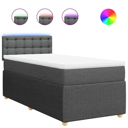 Boxspring met matras stof donkergrijs 90x200 cm